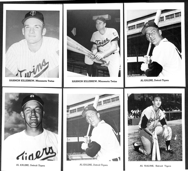 1950s-1960s Jay Publishing 5x7 Picture Lot - (8) Killebrew, (4) Kaline, (5) Eddie Mathews